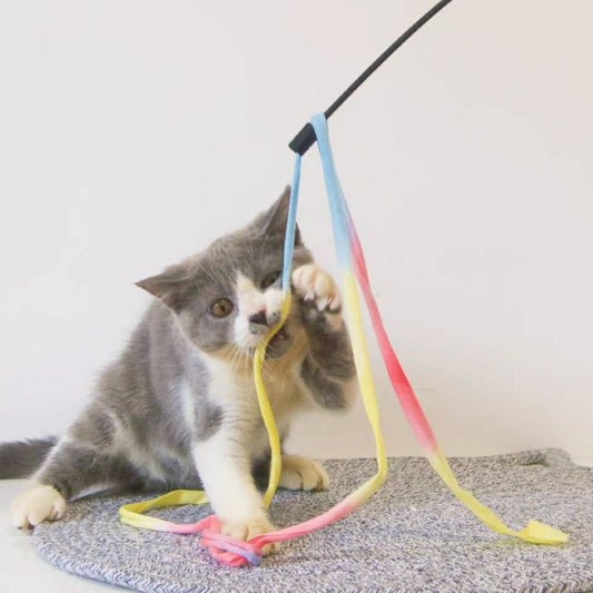 Rainbow color cat teaser 110cm cat toy pet toy