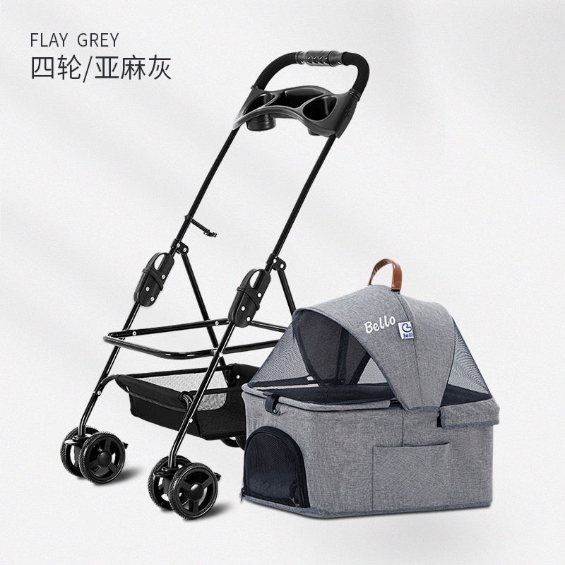 [SG Stock] Bello SP02F cat dog trolley stroller car carrier four wheel detachable pet bag
