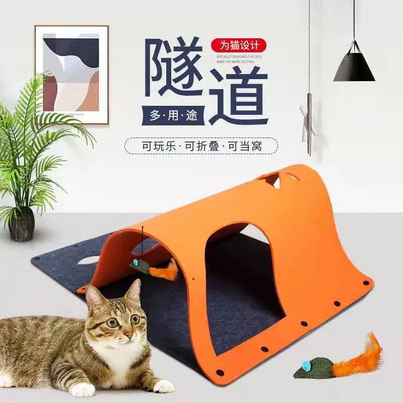[SG Stock] Cat bed felt tunnel scratch board pet toy