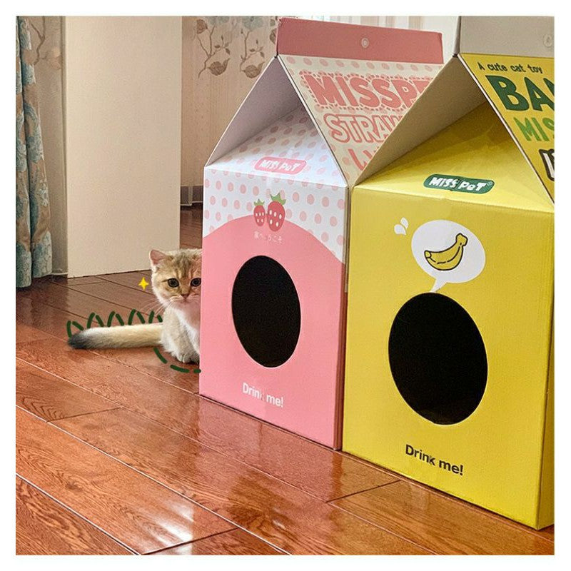 Misspet scratching board milk box sleeping bed for kitten cat pet toy house