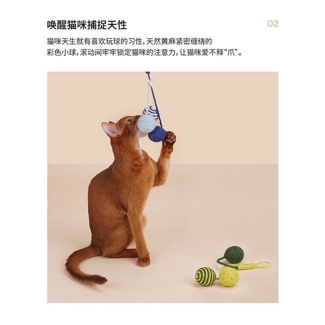 [SG Stock] Zeze cat sisal rope ball chaser pet toy multi color
