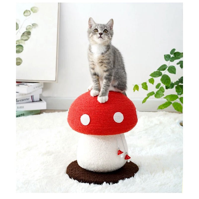 MeowFairy Cat scratch board pole Red Mushroom fun cat toy sisal