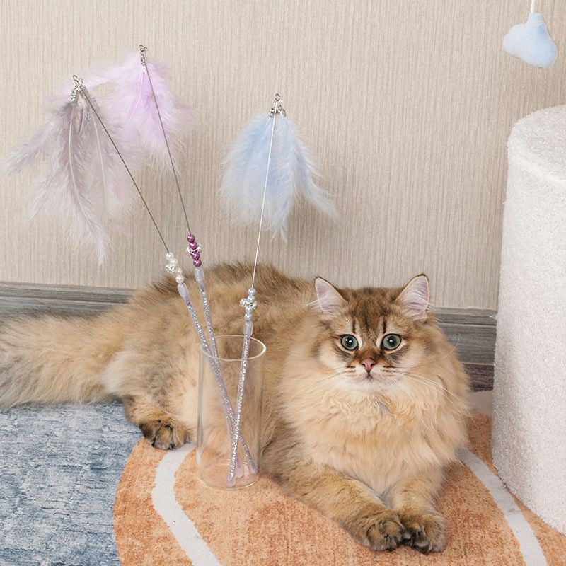 [SG] Cat teaser feather 50cm pet toy with bell