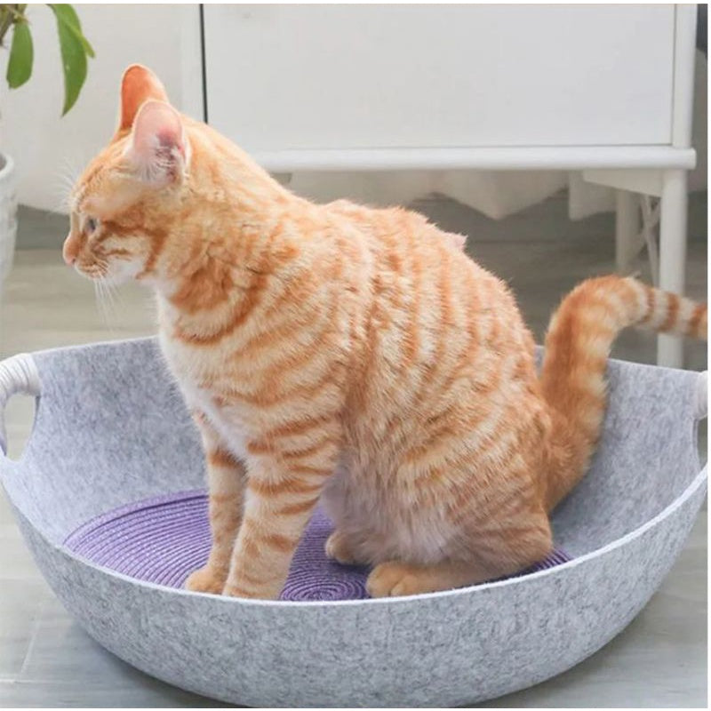 [SG Stock] Felt cat bed pet sleeping round nest