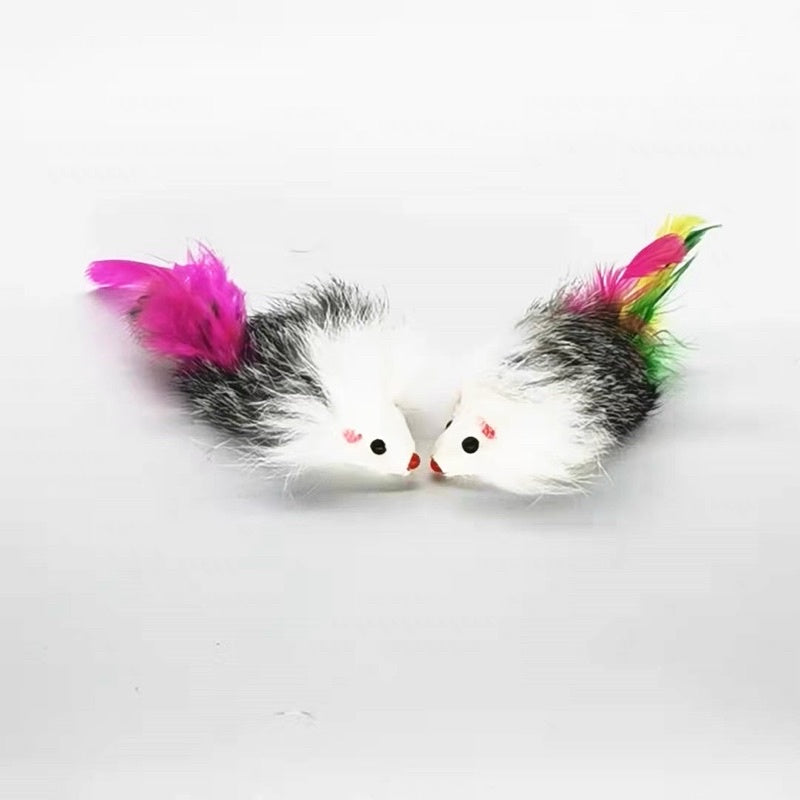 [SG Stock] Cat toy rabbit 🐇 fur mice mouse with feather tail large