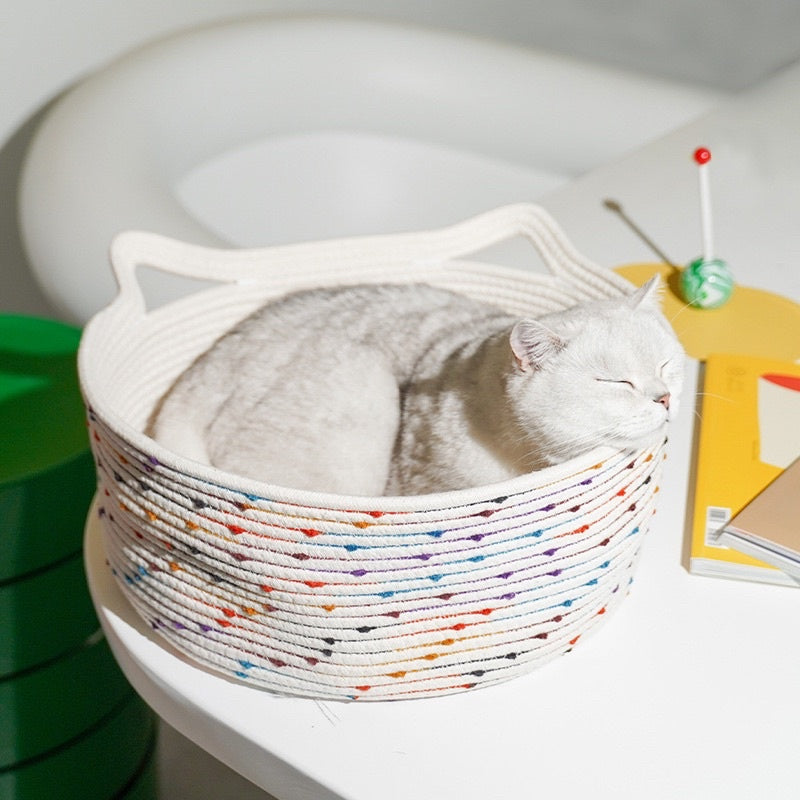 Zeze Cat scratch board cotton round bed knit 🧶 Organization box