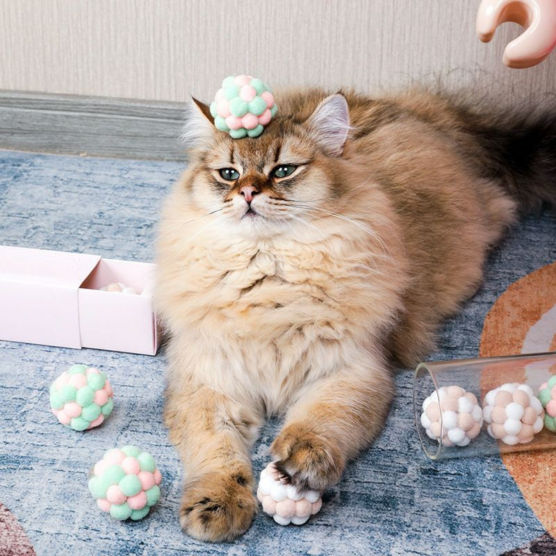 [SG] Cat toy soft ball with bell elastic fluffy pet toy TinyPet