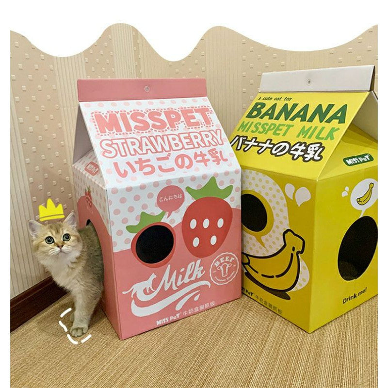 Misspet scratching board milk box sleeping bed for kitten cat pet toy house