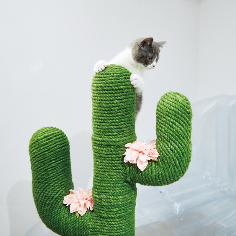 [SG stock] Vetreska Cat Scratch Tree Tower Hemp Rope Cactus Pet Toy