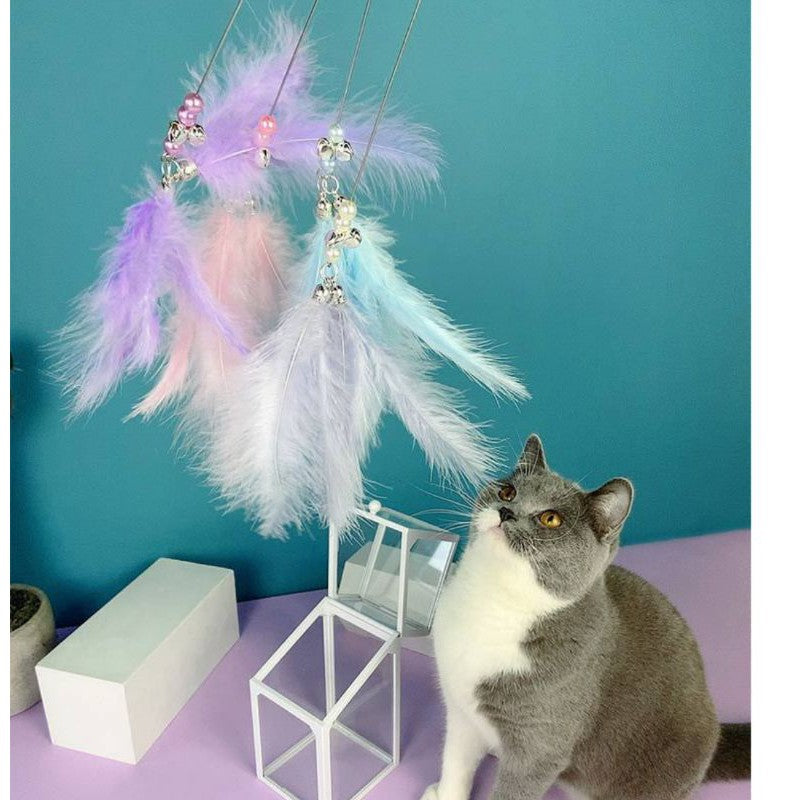 [SG] Cat teaser feather 50cm pet toy with bell