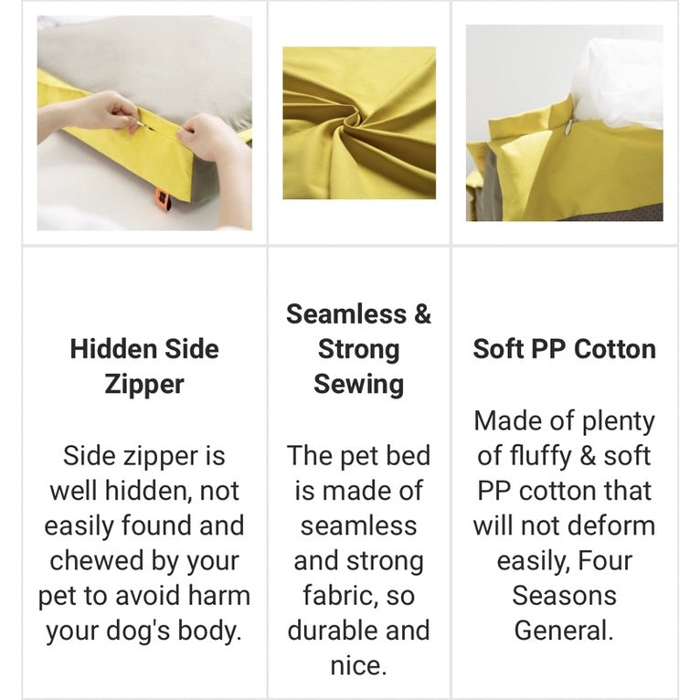 MEWOOFUN Cat Dog Bed Mat with Removable Washable Mat Cover Anti-Slip Bottom Design Dog Bed for Small Dog yellow flower