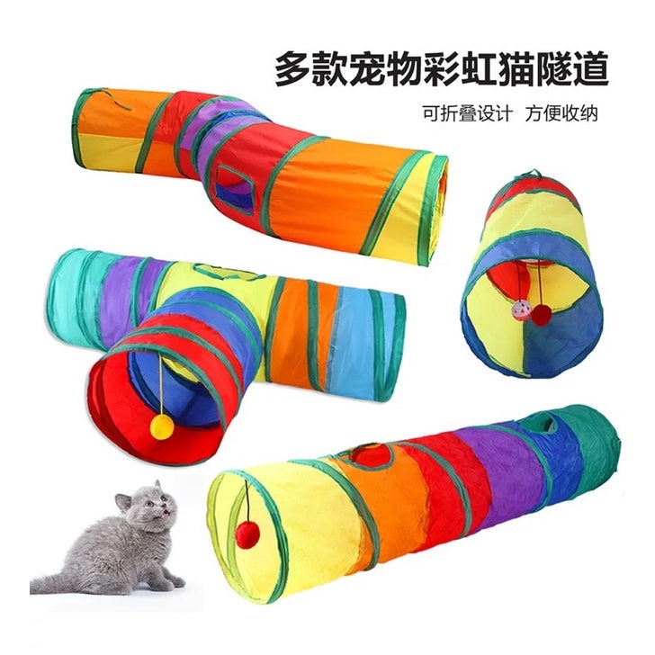 [SG Stock] Rainbow 🌈 cat tunnel pet toy multi size