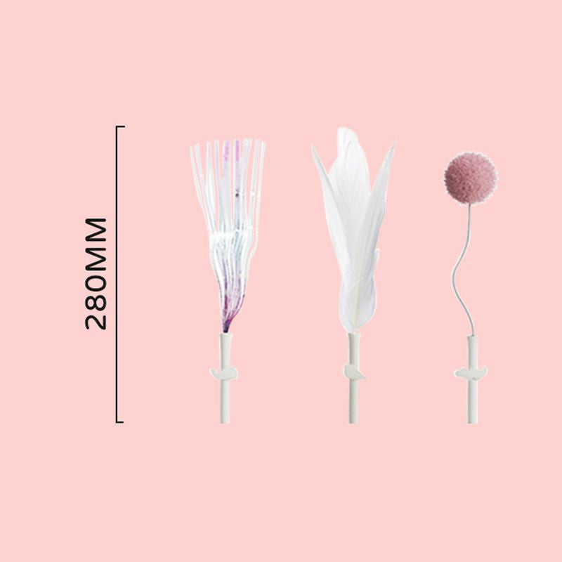 [SG] soft zoo cat teaser with feather fluffy ball and tassel muti-funtion replaceable
