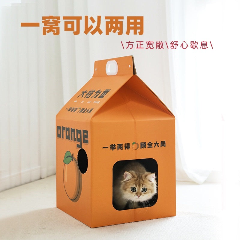 Promotion! Cat juice box scratch board bed house pet toy