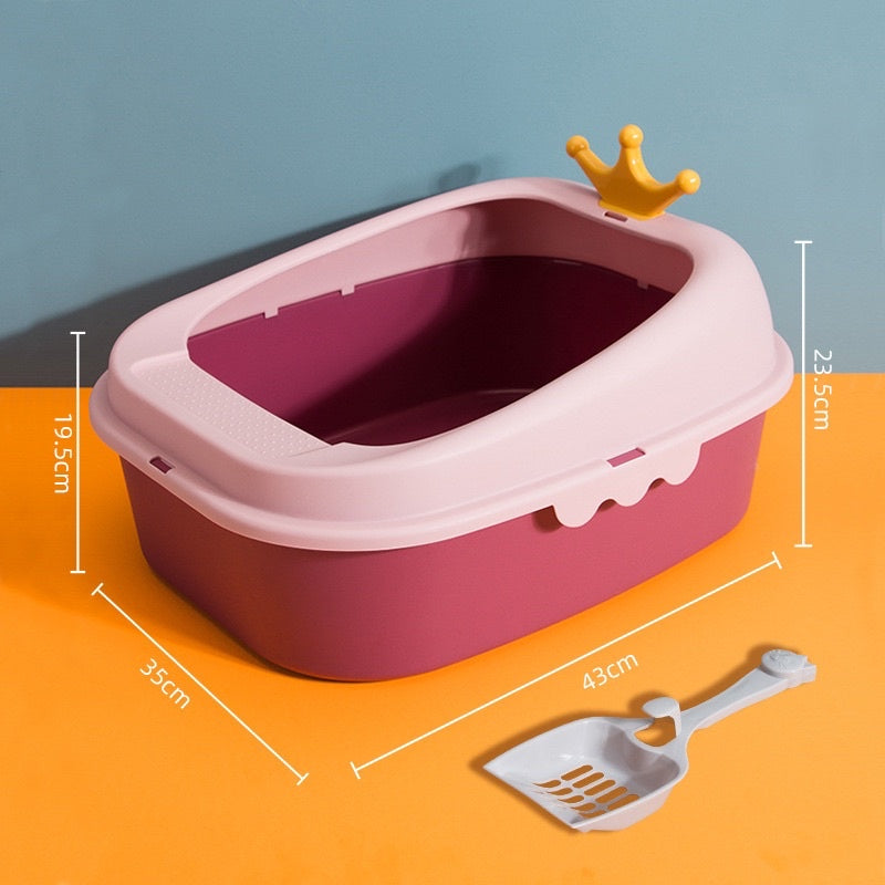 [SG Stock] Cat litter box crown 👑 Large Small size open toilet PP