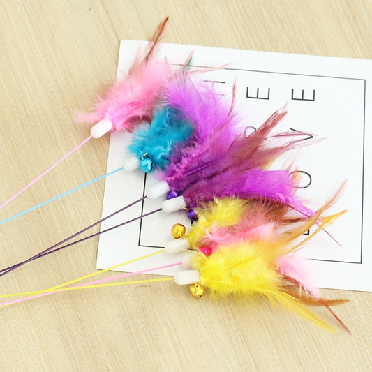 [SG stock] Cat teaser real feather with bell pet toy cat stick
