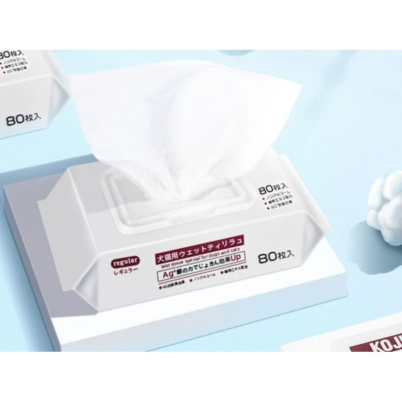 [SG stock] Kojima Pet Wipe tissue 80's cat dog cleaner gloves 6's