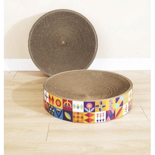 WakuPet round cat scratch board bowl large bed