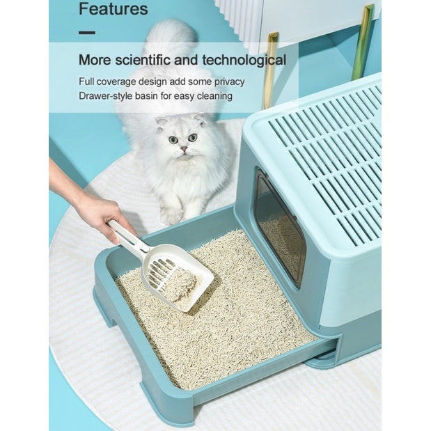 Pakeway foldable Cat Litter Box pet toilet full covered closed box
