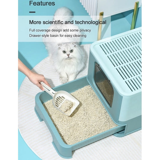 Pakeway foldable Cat Litter Box pet toilet full covered closed box