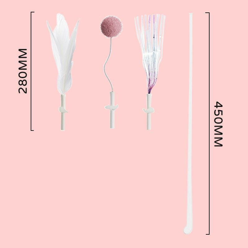 [SG] soft zoo cat teaser with feather fluffy ball and tassel muti-funtion replaceable