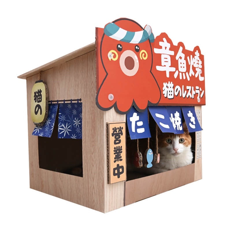 MissPet takoyaki onsen cat scratch board house bed pet toy