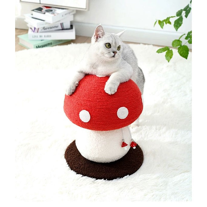 MeowFairy Cat scratch board pole Red Mushroom fun cat toy sisal