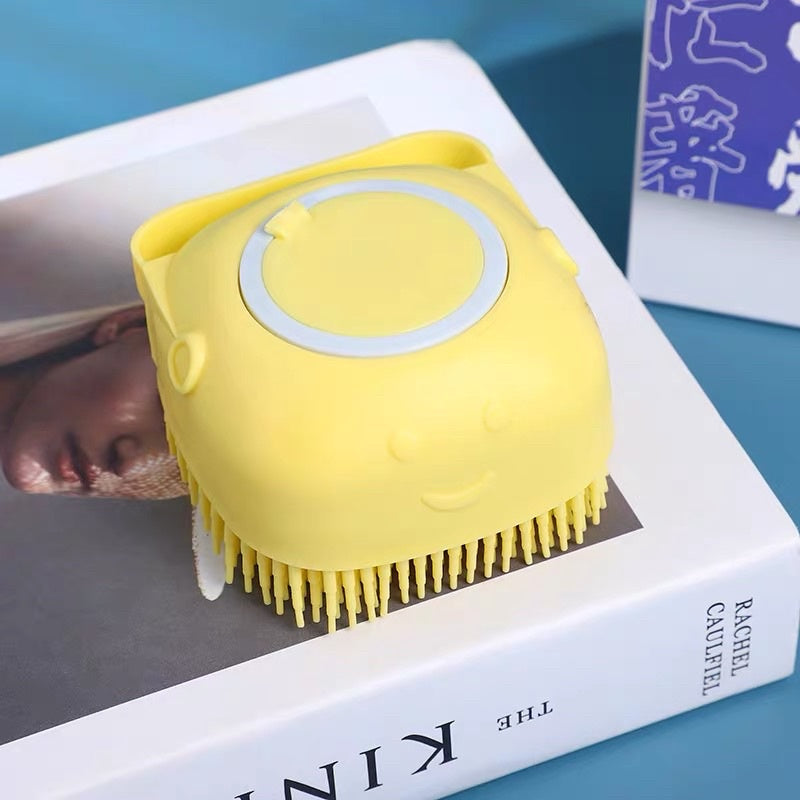 Pet washing silicon rubber brush soft grooming comb shampoo container