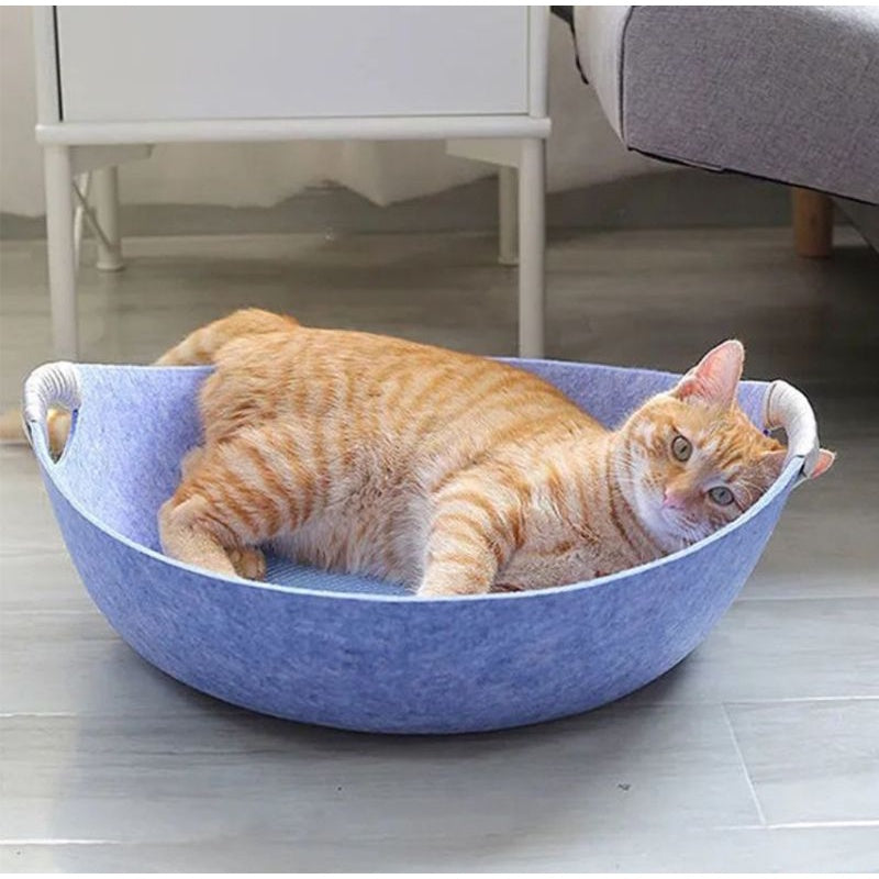 [SG Stock] Felt cat bed pet sleeping round nest
