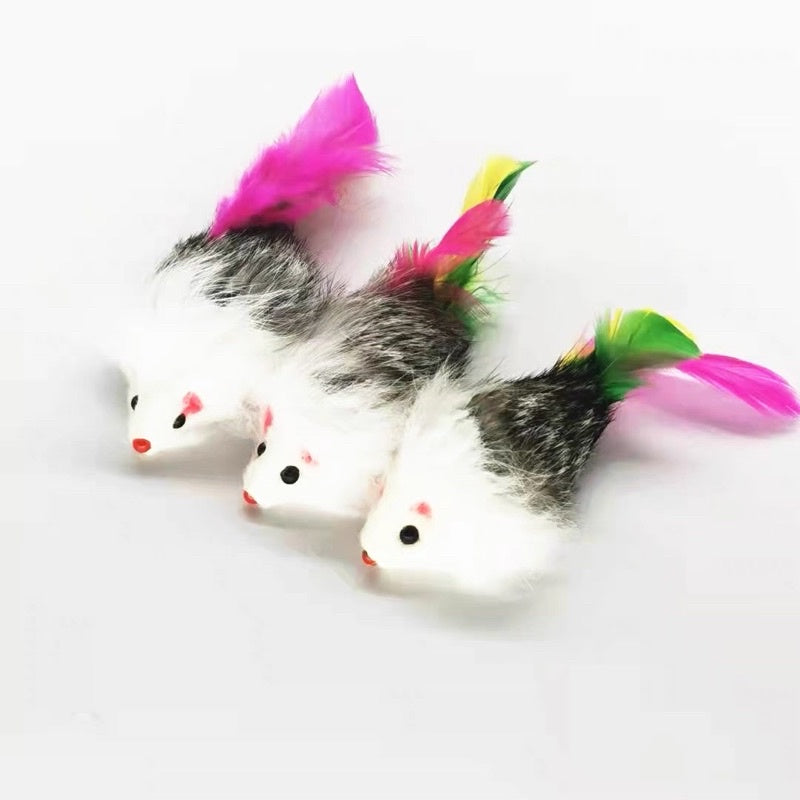 [SG Stock] Cat toy rabbit 🐇 fur mice mouse with feather tail large
