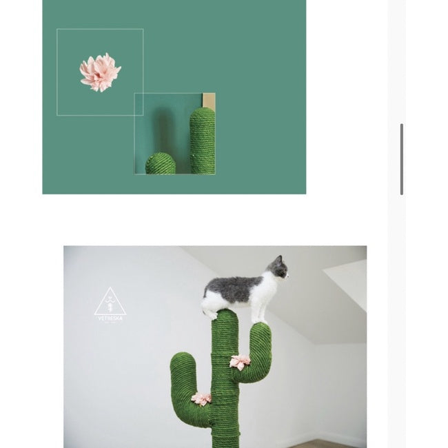 [SG stock] Vetreska Cat Scratch Tree Tower Hemp Rope Cactus Pet Toy