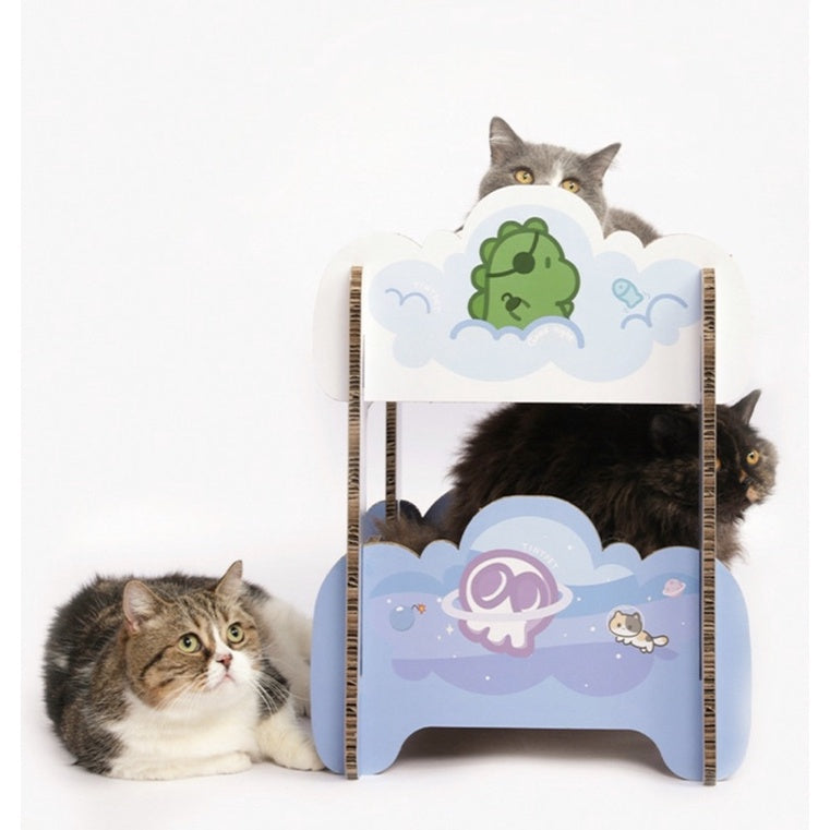 [SG Stock] TinyPet double deck cat scratch board sleeping bed pet toy scratcher