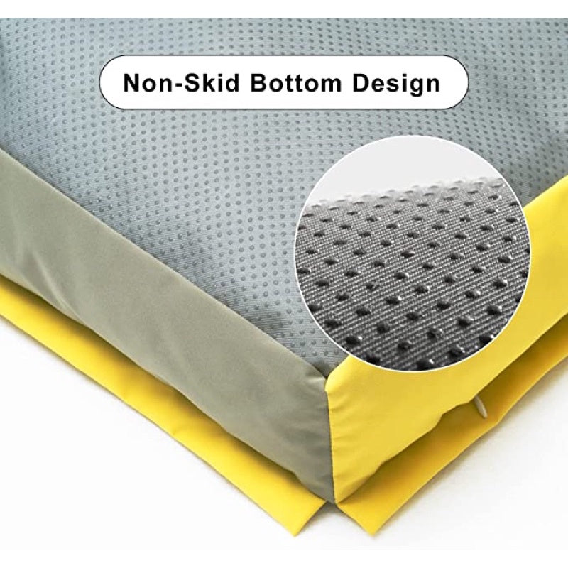 MEWOOFUN Cat Dog Bed Mat with Removable Washable Mat Cover Anti-Slip Bottom Design Dog Bed for Small Dog yellow flower