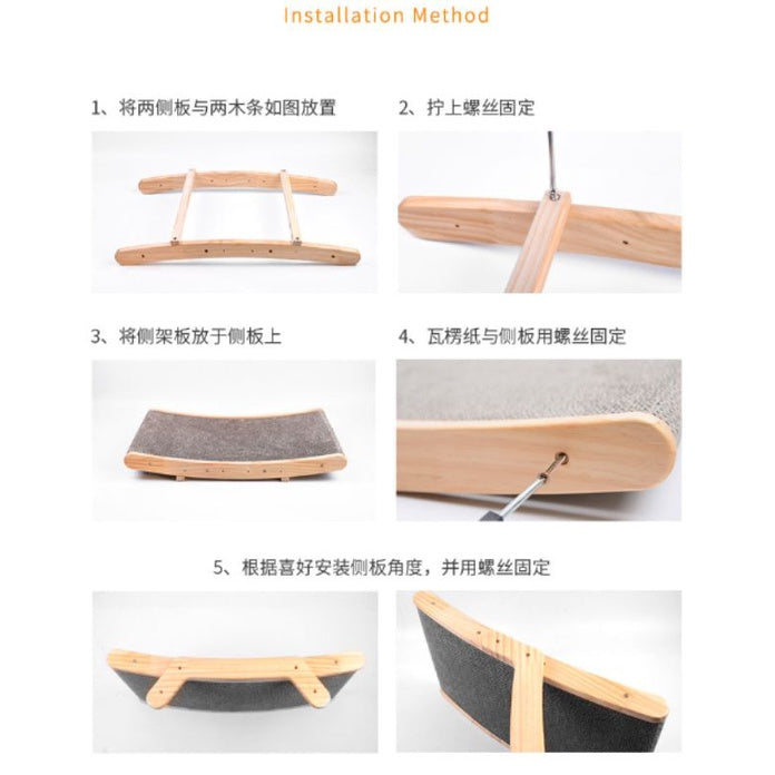 [SG Stock] Wooden cat scratch board multi function transformer bed