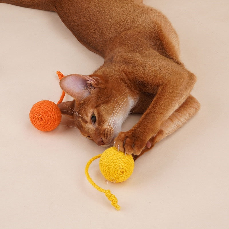 [SG Stock] Zeze cat sisal rope ball chaser pet toy multi color