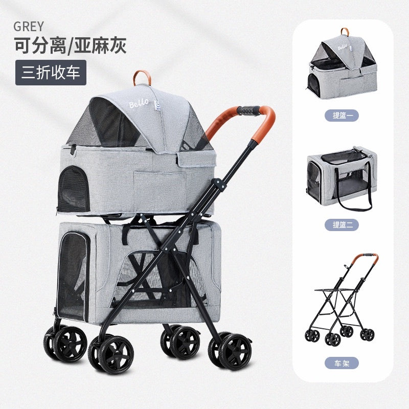 [SG Stock] Bello pet carrier trolley car double deck separable outdoor