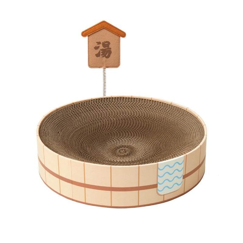 PurLab Onsen hot spring cat scratch board round bed pet toy