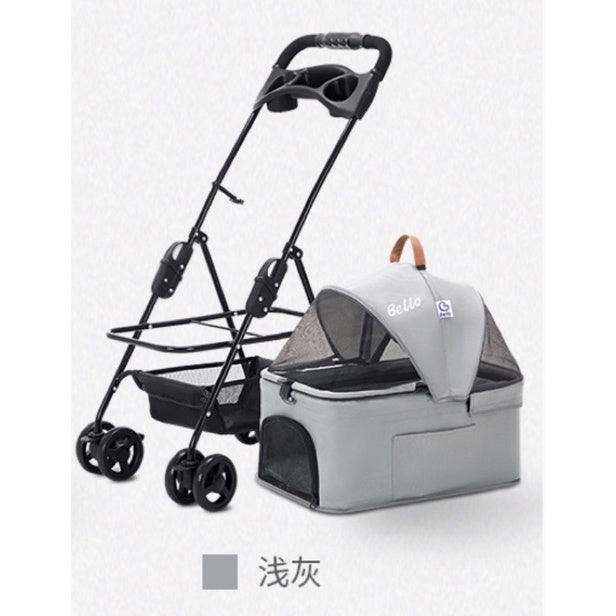 [SG Stock] Bello SP02F cat dog trolley stroller car carrier four wheel detachable pet bag