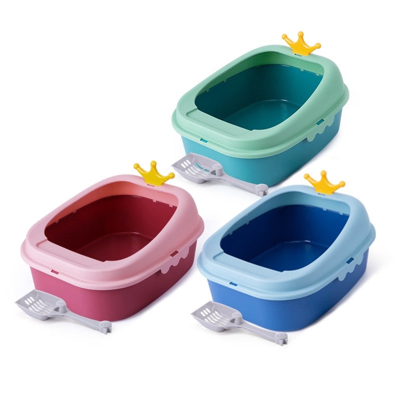 [SG Stock] Cat litter box crown 👑 Large Small size open toilet PP