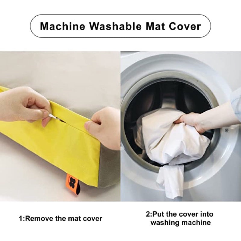 MEWOOFUN Cat Dog Bed Mat with Removable Washable Mat Cover Anti-Slip Bottom Design Dog Bed for Small Dog yellow flower