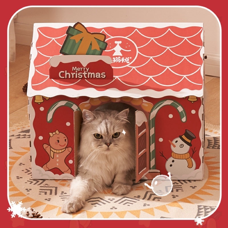 [SG Stock] Cat house with scratch board Cat Tax Christmas house