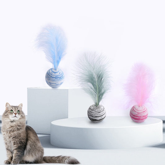 Cat toy chaser ball EVA with feather pet bitting toy