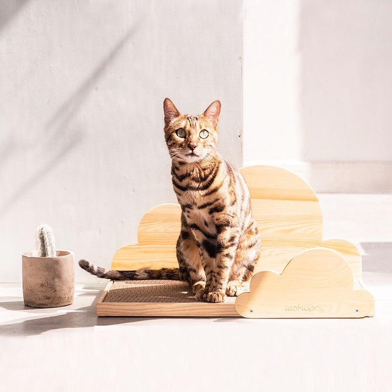 Wakupet wooden cloud ☁️ scratcher cat scratch board pet toy bed