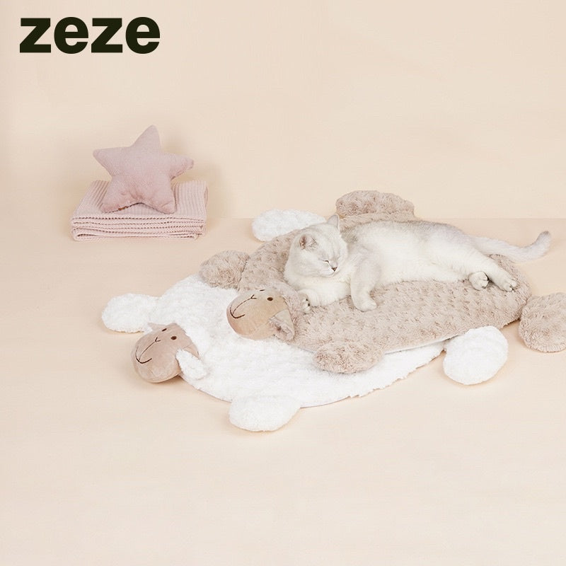 Zeze sheep 🐑 cat sleeping lamb pad bed soft pet dog mat