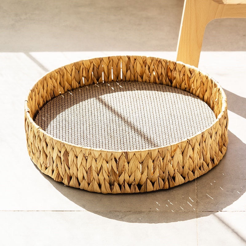 Wakupet cat round scratcher scratch board bed rattan handmade pet nest
