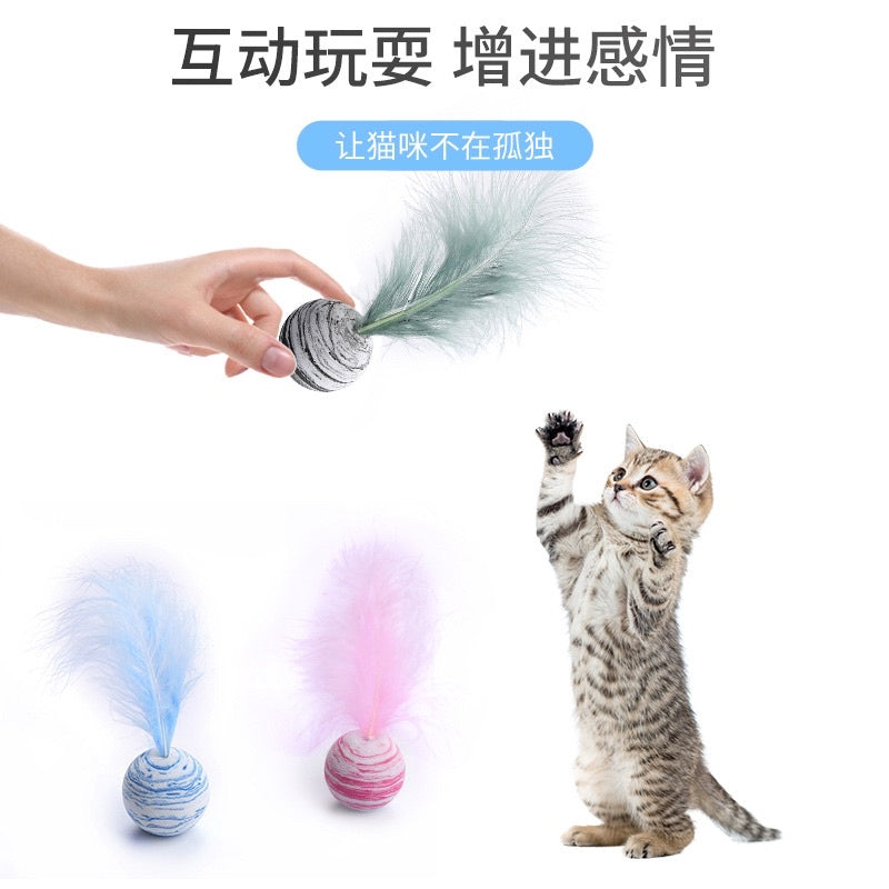 Cat toy chaser ball EVA with feather pet bitting toy