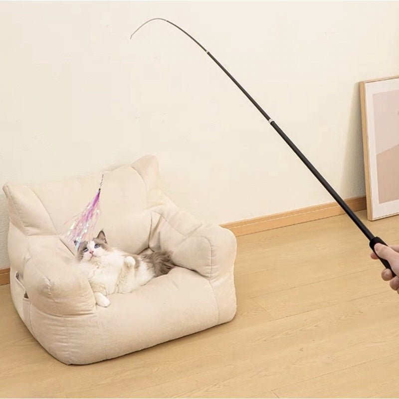 Cat teaser stick handle streatchable retraction 3 level finishing wand