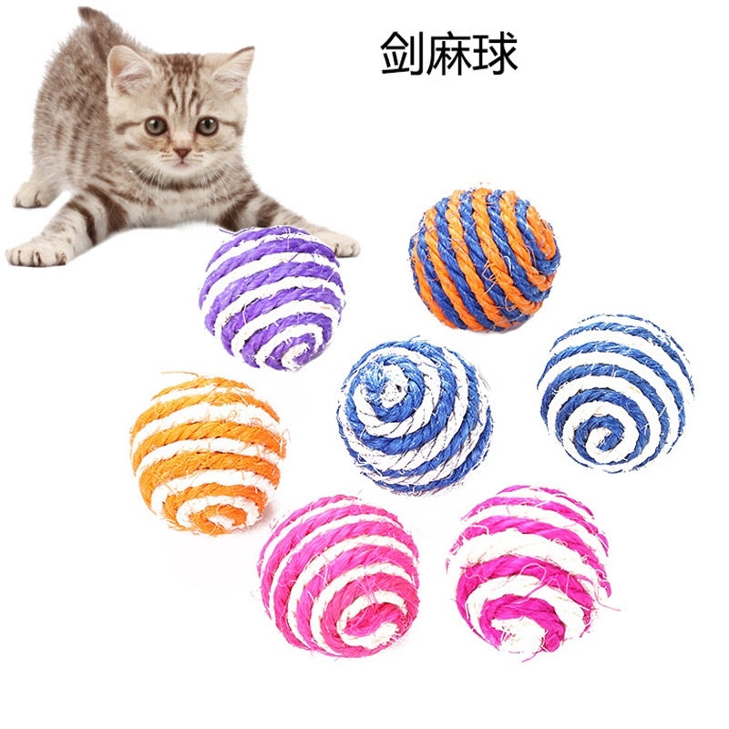 Cat toy sisal rope ball 4.5 cm pet biting toy chaser