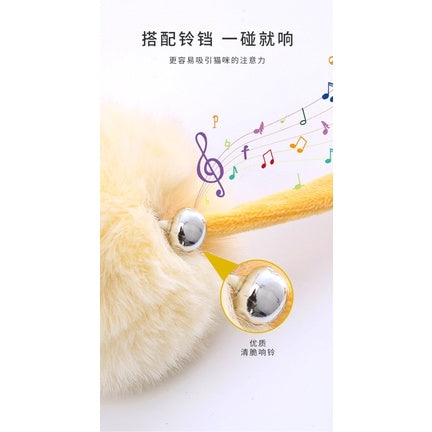 Cat toy soft spring with rabbit fur ball