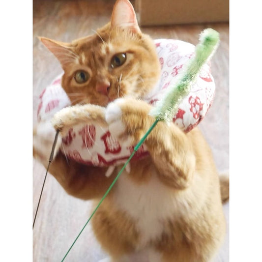 Doggyman cat teaser double foxtail pet toy